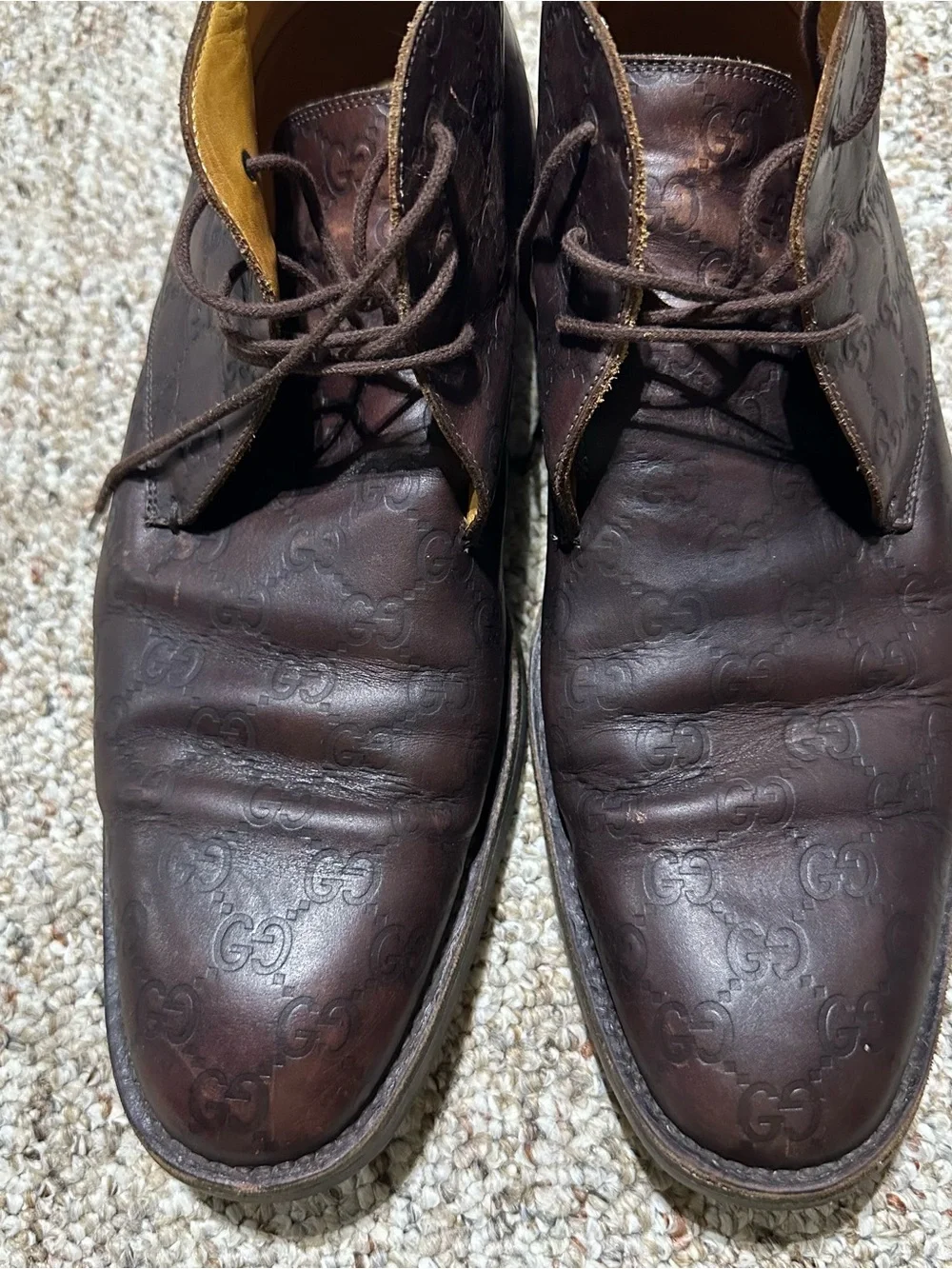Gucci Men's 12D Brown Leather Desert Boots
